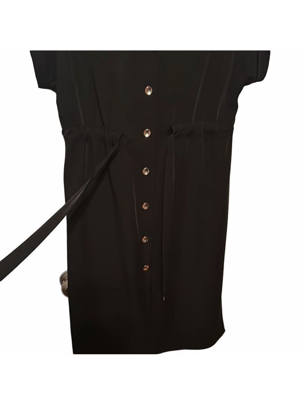 Black Collar Tie Button Down Dress Size 10 - Picture 5 of 6